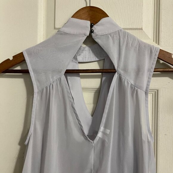 Studio Y Womens Y2K Gray Embellished Halter Neck Keyhole Semi Sheer Blouse Small - Picture 6 of 9